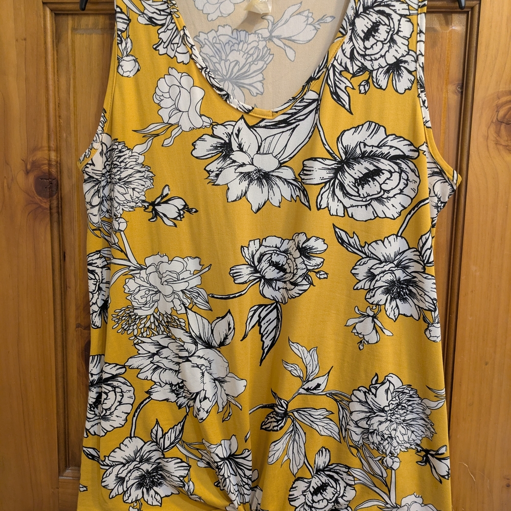 LARA Yellow Floral Tank Top. NWOT. Never Worn.